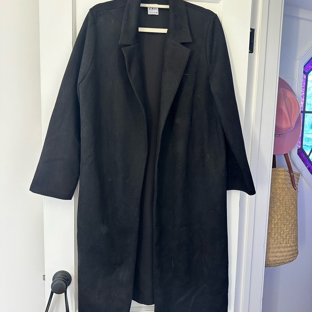 Zara Faux Suede Black Trench Coat